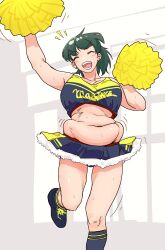 big_belly cheerleader chubby green_eyes green_hair ijnacrj mao_(mattsuu) overweight overweight_female short_hair skirt