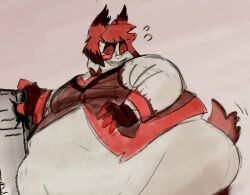 1boy alastor_(hazbin_hotel) antlers ass belly belly_overhang big_ass big_belly big_thighs bow_tie bowtie cervid chubby chubby_anthro chubby_belly chubby_male exposed_belly fat fat_arms fat_man fat_thighs fattra_pondunkus gloves grabbing hazbin_hotel huge_ass huge_belly ineffective_clothing male male_focus male_only monocle moobs morbidly_obese morbidly_obese_anthro morbidly_obese_male obese obese_anthro obese_male overweight overweight_anthro overweight_male pale_skin red_clothing red_eyes red_hair red_tail smile smiling suit tail tailwag thick_arms thick_ass thick_thighs wagging_tail wardrobe_malfunction