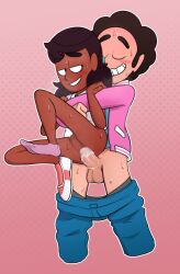 abstract_background anal balls big_penis blush blushing cartoon_network censored clothed_sex connie_maheswaran cum cum_in_ass cum_inside dark-skinned_female dark_skin female female_penetrated from_behind indian indian_female interracial light-skinned_male light_skin male male/female male_penetrating male_penetrating_female mannysdirt melanin mosaic_censoring pants_down penis pixelated_penis pleasured_face smile smiling socks steven_quartz_universe steven_universe sweat teen_boy