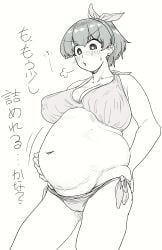 big_belly bra chubby female female_only ijnacrj large_breasts mao_(mattsuu) overeating panties short_hair