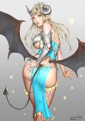 ariverkao ass blonde_hair demon demon_girl demon_horns tagme