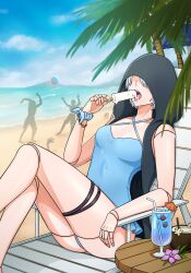 1girls beach blue_lipstick bracelet breasts coconut doll doll_joints faceless faceless_male frostworks hood ice_cream lipstick open_mouth outdoors outside quest_failed sand small_breasts swimsuit thick_thighs tree volleyball white_hair