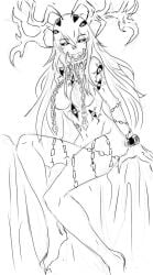 1girls breasts canto chains deity eyebrows_visible_through_hair hair_between_eyes horn long_hair medium_breasts multi_eye navel nightmare_waifu nude nude_female rule_63 scarlet_king scp scp-001 scp_foundation sitting sketch uncolored