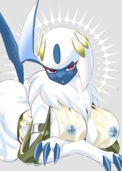 absol artist_request ass blush breasts claws clothing female female_only fur furry nintendo nipple_piercing nipples piercing pokémon_(species) pokemon pokemon_(species) pokemon_unite sacred_style_absol see-through_clothing source_request year_request yiff