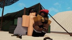 1boy 1girls 3d assault_rifle assjob cometrr34 dark-skinned_female echorr34 gun roblox roblox_avatar robloxian robloxian_mia_khalifa self_upload tagme