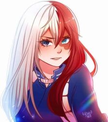 cute female_todoroki genderswap_(mtf) long_hair my_hero_academia nervous_smile rule_63 shouto_todoroki