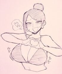 1girls big_breasts breasts cute female female_focus huge_breasts pen_(artwork) simple_shading sketch top_heavy wholesome yanbaru