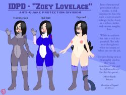 1girls alternate_costume ass big_ass big_breasts bodysuit breasts character_sheet destroyed_clothing english_text female female_only freckles glasses ichigo_ink legwear long_hair model_sheet nude nude_female officer_lovelace_(ichigo_ink) original original_character police police_uniform quakeartnsfw reference_image reference_sheet solo solo_female spacesuit stripped_naked tanlines tentacle text zoey_lovelace_(ichigo_ink)