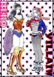 2girls cosplay dc female_todoroki genderswap_(mtf) harley_quinn_(cosplay) momo_yaoyorozu multiple_girls my_hero_academia rule_63 shouto_todoroki wonder_woman_(cosplay)