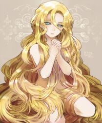 1girls blonde_hair blue_eyes cross eyebrows_visible_through_hair hair_over_breasts hands_clasped hands_together kneeling light_skin looking_at_viewer nude nude_female rosary scp scp-166 scp-166-arc scp_foundation sitting succubus swank00 teenager very_long_hair wavy_hair young