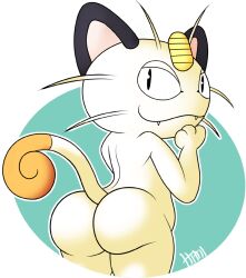 ambiguous_gender ass cat furry ikiki looking_at_viewer meowth nintendo pokemon solo