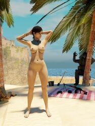 1girls 3d beach breasts call_of_duty female female_focus padmavati_balan_(cod) pose render simon_riley