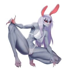 2021 2d abs anthro anthro_only athletic athletic_female black_pupils black_sclera breasts carrot_(one_piece) digital_media_(artwork) eyebrows eyelashes eyelashes_visible_through_hair female female_only furry furry_female furry_only hair johnfoxart kneeling kneeling_female lagomorph lagomorph_humanoid long_hair looking_at_viewer mammal mammal_humanoid muscular muscular_female no_humans one_piece pink_nose pussy pussy_visible_through_clothes rabbit rabbit_humanoid red_eyes red_iris sideboob smile smiling_at_viewer solo solo_female sulong sulong_carrot tagme white_background white_body white_hair