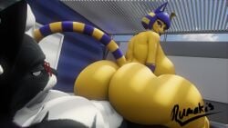 2022 3d animal_crossing animated ankha anthro ass ass_shake big_ass big_breasts big_penis black_and_white_fur breasts catgirl egyptian furry glasses green_eyes male/female mp4 nintendo nipples no_sound penis reverse_cowgirl_position rumakis sex tagme tail thick_thighs thighs video yellow_fur