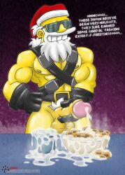 beard bonestorm_santa cookie cookies cum cum_on_food ejaculation english_text gloves male male_only masturbation slashweilerdog solo the_simpsons white_beard yellow_skin