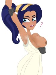 1girls amazon armpits big_breasts blue_eyes blush breasts dark_blue_hair dc_comics dc_super_hero_girls diana_prince disembodied_hand disembodied_hands female female_focus nipples oracle_(artist) sweat sweaty_armpits sweaty_breasts wonder_woman wonder_woman_(series)