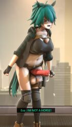 1futa 3d 3d_(artwork) a1ph4w01v ahoge angry animal_ears animal_tail balls big_balls big_penis bottomless burn_scar city clothed clothing cum cumming cumshot derivative_work embarrassed erect_nipples erect_nipples_under_clothes erection flustered futa_only futanari glasses green_hair green_tail holster horse_ears horse_penis horse_tail horsecock humanoid jacket kemonomimi knee_pads knee_socks light-skinned_futanari light_skin nipples nipples_visible_through_clothing partially_clothed penis sfm socks solo source_filmmaker subtitled tail