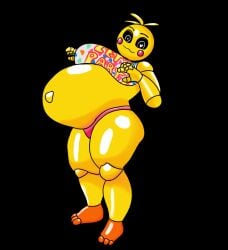 1girls animatronic black_background chicken female five_nights_at_freddy's five_nights_at_freddy's_2 low_quality pregnant robot scottgames scunnerturn toy_chica_(fnaf) toy_chica_(love_taste)