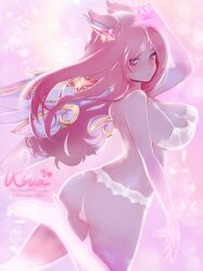 1girls big_ass big_breasts big_butt heels hi_res kai'sa large_ass large_breasts league_of_legends light-skinned_female lingerie long_hair looking_back only_female pink_hair riot_games ririsaurus star_guardian_kai'sa star_guardian_series