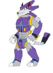 anthro bulge canid canine canis capcom furry furry_only male male_only mega_man mega_man(classic) muscular muscular_male treble_(mega_man) wolf