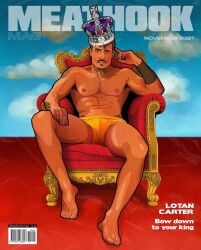 bukge crown lotan_carter magazine_cover male_only meathook_magazine muscles muscular muscular_male real_person solo_male tattoos underwear