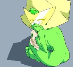 1girls 2d 5_toes alien_girl ass autism big_breasts breasts cartoon_network coolerinker feet female female_only green_skin high_resolution inker_comics inkershike peridot_(steven_universe) simple_background solo steven_universe