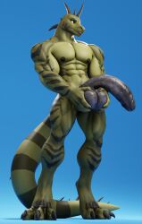 2022 3d_(artwork) abs anthro ball_grab balls biceps big_balls big_muscles big_penis blue_background claws connivingrat digital_media_(artwork) digitigrade eyebrows genitals half-erect hand_on_balls hi_res holding_balls huge_balls huge_cock humanoid_genitalia humanoid_penis iguanid lizard long_penis male male_only muscular muscular_anthro muscular_male navel nipples non-mammal_balls non-mammal_nipples nude obliques pecs penis presenting presenting_balls reptile scales scalie simple_background solo spikes spikes_(anatomy) standing thick_penis vein