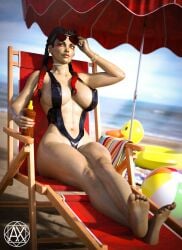 1girls 3d apex_legends axfx3d beach beach_chair big_ass big_breasts bikini braided_hair braided_twintails dark-skinned_female female_only loba_(apex_legends) respawn_entertainment sideboob sling_bikini solo_female sunglasses sunglasses_on_head swimsuit tattoo thick_thighs two_tone_hair