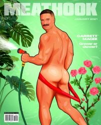 1boy ass caucasian caucasian_male garden garden_hose garrett_magee instagram_model looking_back magazine_cover male male_only meathook_magazine muscular muscular_male outdoors outside real_person spraying tanline teasing underwear_down underwear_pull