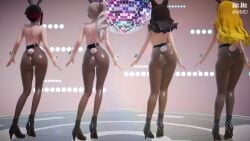 3d 4girls amber_eyes animated areola arm_cuffs ass ass_shake bare_arms bare_back bare_shoulders belly_button big_breasts black_hair black_high_heels blake_belladonna blonde_hair blue_eyes bouncing_breasts bowtie breasts bunny_ears bunny_tail bunnygirl casual cat_ears dance dancing disco disco_ball faunus female female_focus female_only footwear group high_heels human jic_jic large_ass large_breasts legwear light_blue_eyes lipstick long_black_hair long_blonde_hair long_ponytail long_white_hair midriff mp4 music navel neckwear nipples no_bra pac-man_ghost_dance_(minus8) pale-skinned_female pale_skin party ponytail purple_eyes red_highlights ruby_rose rwby rwbymmd silver_eyes small_breasts sound team_rwby thick_thighs tights topless video weiss_schnee white_hair wristwear yang_xiao_long