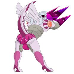 anthro ass balls briefs clothing genitals legendary_pokémon looking_back male nintendo notkastar palkia pokémon_(species) pokemon presenting raised_tail solo space transparent_background underwear video_games wings