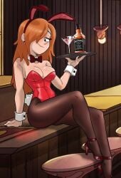 1girls 2022 black_eyes breasts bunny_ears bunnysuit centinel303 cleavage disney disney_channel disney_xd female freckles freckles_on_breasts freckles_on_face freckles_on_shoulders gravity_falls hair_over_one_eye high_heels human jack_daniel's large_breasts legs long_hair orange_hair pantyhose playboy_bunny portrait red_hair solo straight_hair tana thighs wendy_corduroy