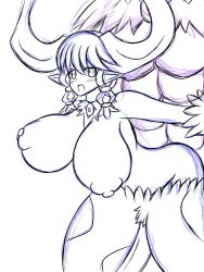 alternate_version_available black_and_white breasts cow_ears cow_girl cow_horns disgaea disgaea_6 doggy_style evil_eye_(disgaea) huge_breasts large_breasts monster_girl nippon_ichi_software penetration sex sketch yukari_ume