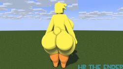 3d 3d_(artwork) back_view big_ass big_breasts chica_(fnaf) crossover five_nights_at_freddy's hbtheender huge_ass huge_breasts minecraft tagme