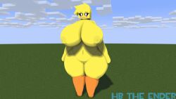 3d 3d_(artwork) big_ass big_breasts chica_(fnaf) crossover five_nights_at_freddy's hbtheender huge_ass huge_breasts minecraft