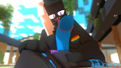 2boys big_penis enderman gay gay_pride hbtheender huge_cock jerking_off male_only minecraft original_character pride_colors rosse_(stemingbunbun) tagme