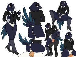 anal anal_sex anthro anus aroused ass avian bedroom_eyes bird blouse bodily_fluids bottomless bottomless_female business_suit clothed clothing corvid cowgirl_position cum cum_in_ass cum_in_pussy cum_inside duo eurasian_magpie female fingering fish_birb formal_wear from_front_position genital_fluids genitals hi_res holarctic_magpie jacket magpie_(corvid) male male/female masturbation narrowed_eyes necktie on_bottom on_top oscine passerine penetration penis presenting presenting_hindquarters pussy pussy_juice rachel_(fish_birb) raised_tail seductive sex solo standing standing_sex suit topwear vaginal_penetration vaginal_penetration