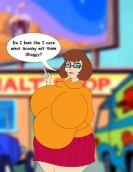 baby_trapped baby_trapping clothed clothing curvy foxtide888 glasses huge_breasts human mystery_inc mystery_machine pregnant scooby-doo skirt sweater velma_dinkley voluptuous wide_hips