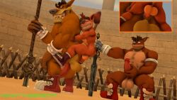 3boys 3d 3d_(artwork) abs anal anal_sex anthro anthro_on_anthro anthro_only anthro_penetrated anthro_penetrating anthro_penetrating_anthro anthrofied balls ballsack bandicoot bara bottomless bottomless_male completely_nude completely_nude_male crash_(series) crash_bandicoot crunch_bandicoot erect_nipples erect_penis erection exposed_torso footwear gay gay_sex handwear humanoid humanoid_genitalia humanoid_penis kennythebobcat looking_at_partner male male/male male_only male_penetrated male_penetrating male_penetrating_male masturbating masturbation muscular muscular_anthro muscular_male nipples no_humans nude nude_male pecs pectorals penetration penis penis_out sfm source_filmmaker tiny_tiger veiny veiny_penis voyeur voyeurism yaoi