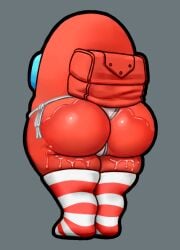 among_us among_us_red ass azai bikini_bottom dat_ass from_behind striped_legwear wet