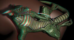 3d 3d_anaglyph anaglyph anthro cum cumshot dragon ejaculation erection looking_at_viewer male masturbation orgasm penis scales scalie solo wooky