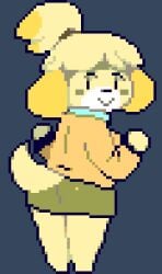 1female 1girls animal_crossing animal_tail animated animated_gif animation anthro butt female furry gif isabelle_(animal_crossing) mangneto nintendo pixel_animation pixel_art tail