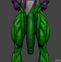 3d 3d_(artwork) avengers balls big_balls big_cock big_penis big_testicles cock face_out_of_frame flaccid foreskin futa_only futanari green_body green_skin hands_on_hips huge_cock marvel marvel_comics muscles muscular muscular_female muscular_legs penis penis_focus phimosis she-hulk testicles thighs zerocgii