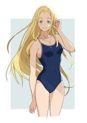 1girls absurd_res absurdres bare_arms bare_chest bare_hands bare_legs bare_shoulders bare_skin bare_thighs belly belly_button bikini blonde_eyebrows blonde_female blonde_hair blonde_hair blonde_hair_female blue_bikini blue_eyes blue_eyes_female blue_one-piece_swimsuit blue_swimsuit blue_swimwear breasts character_request collarbone dot_nose elbows exposed_arms exposed_chest exposed_legs exposed_shoulders exposed_skin exposed_thighs fair_skin female female_focus female_only fingers grin high_resolution highres lean_body lean_figure legs light-skined_female light-skinned light-skinned_female light_skin light_skin_female light_skinned light_skinned_female long_hair looking_at_viewer medium_breasts midriff narrow_waist navel necklace nishizuki_shino one-piece_swimsuit parted_bangs shoulders simple_background slender_body slender_waist slim_girl slim_waist smile smiley_face smiling smiling_at_viewer smooth_skin solo standing summertime_render swimsuit swimwear thighs thin_waist upper_body white_background wide_hips yellow_eyebrows yellow_hair yellow_hair_female