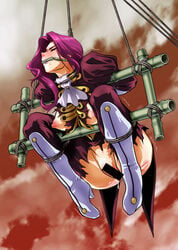 blush bondage censored code_geass cornelia_li_britannia female gag gagged humiliation nipples pussy raburebo shaved_crotch shaved_pussy torn_clothes trembling whip_marks