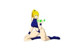 age_regression aged_down animated baby blonde_hair blue_eyes blush bodysuit casual_outfit_(metroid) grown_up metroid nintendo samus_aran shrink shrinking size_transformation tagme transformation underage zero_suit zero_suit_samus