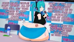 1girls ass_bigger_than_head blue_hair bursting_butt cyshen fat_ass hatsune_miku huge_ass huge_breasts hyper hyper_ass leek licking_lips looking_at_viewer looking_back overflowing_ass solo_female tagme text vocaloid