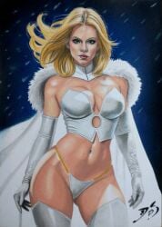 blonde_female blonde_hair blue_eyes breasts choker cleavage diego_silva ed_benes_studio emma_frost hellfire_club large_breasts marvel marvel_comics panties white_queen x-men