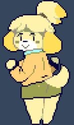 1female 1girls animal_crossing animal_tail animated animated_gif animation anthro butt female furry gif isabelle_(animal_crossing) mangneto nintendo pixel_animation pixel_art tail