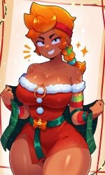 ai_generated amber_(brawl_stars) brawl_stars christmas_outfit cute_face orange_hair